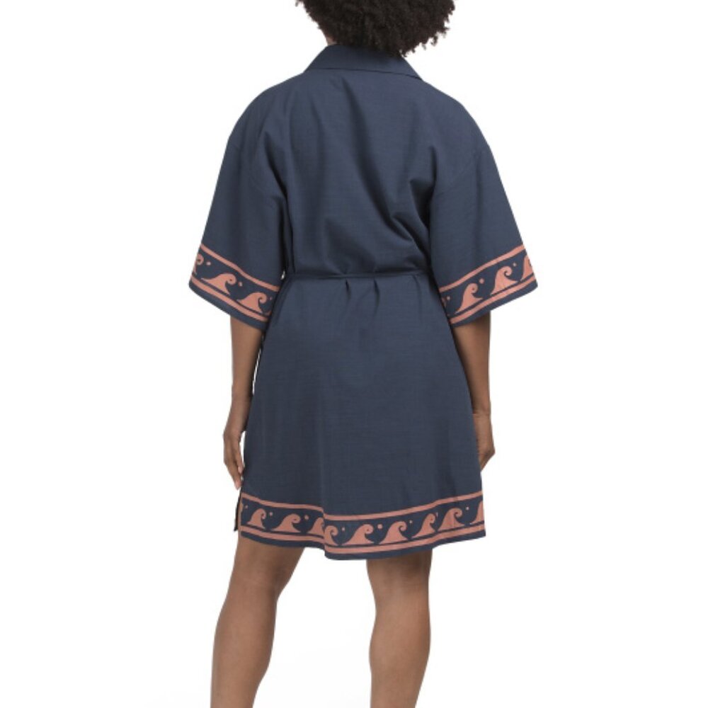 WHITE CLOSET Short Sleeve Border Print Mini Dress - Picture 2 of 6